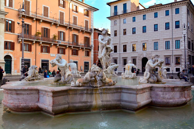 Fontana del Moro na Piazza Navona em Centro Histórico de Roma