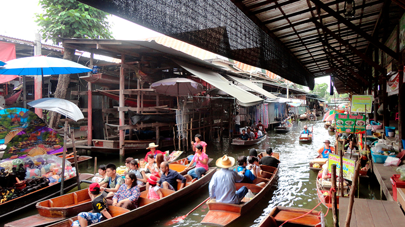 feira flutuante em Bangkok na Tailandia, Asia