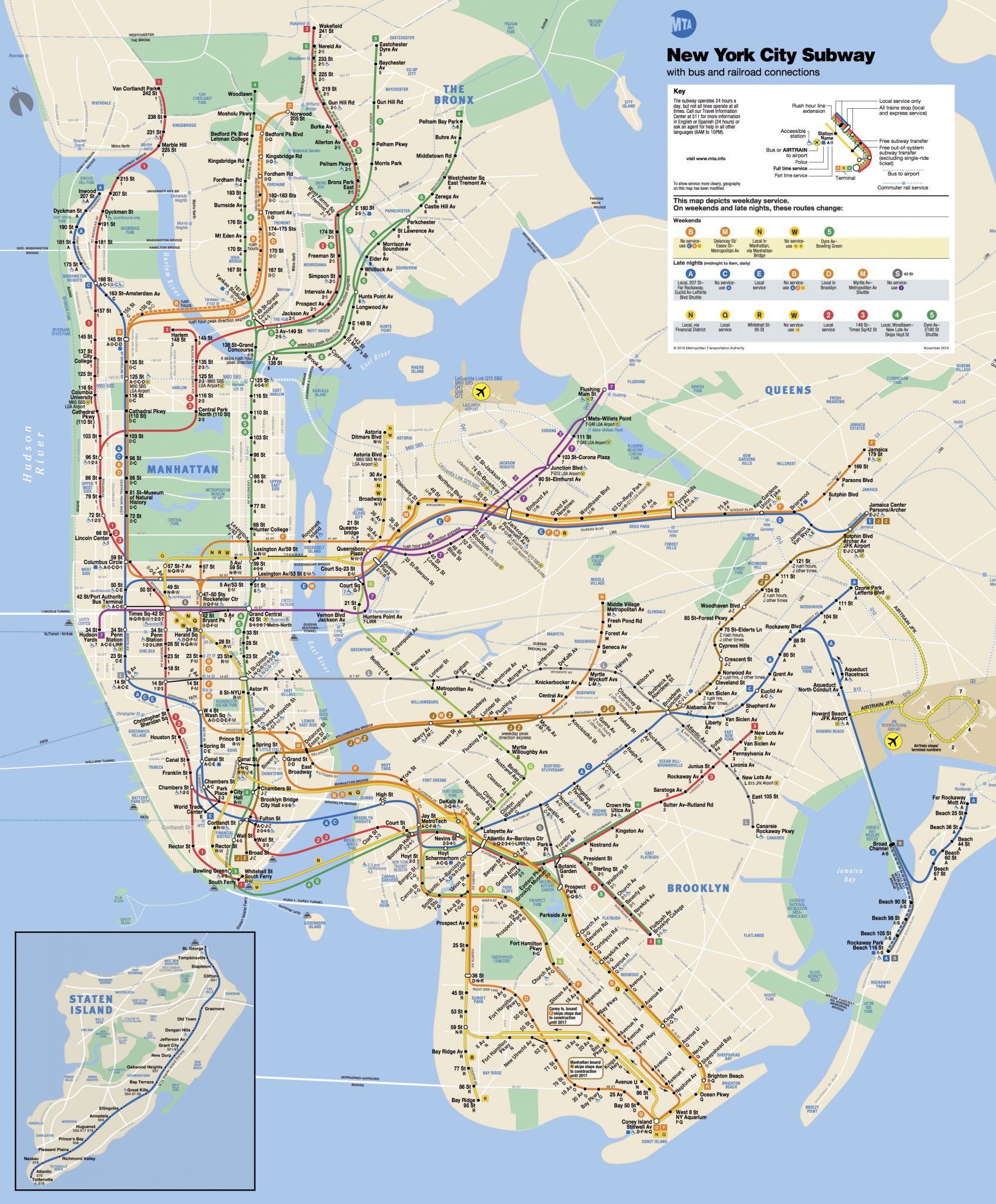 Mapa do metrô retirado do site oficial do MTA: http://web.mta.info/nyct/maps/subwaymap.pdf